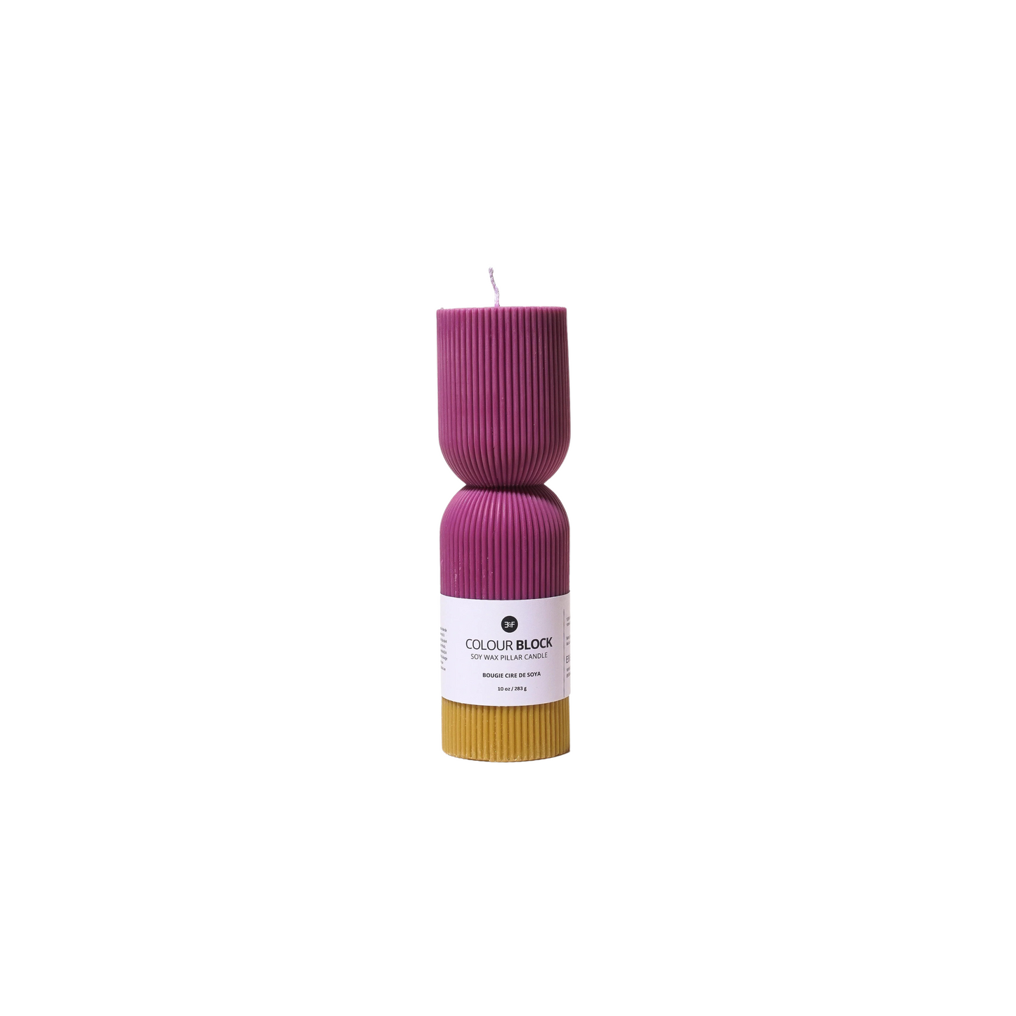 Colour Block Pillar Candle - Mulberry/Gold