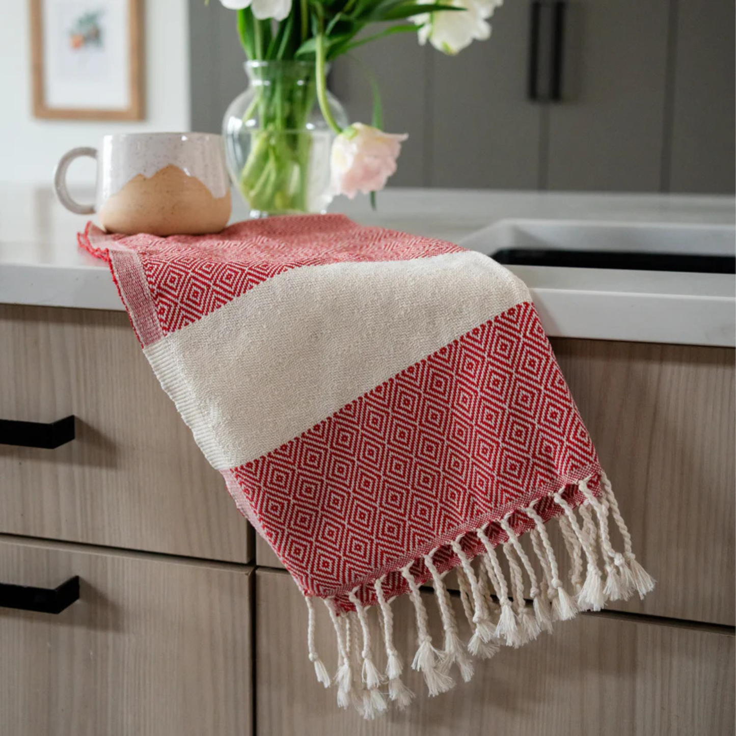 Diamond Hand Towel - Red