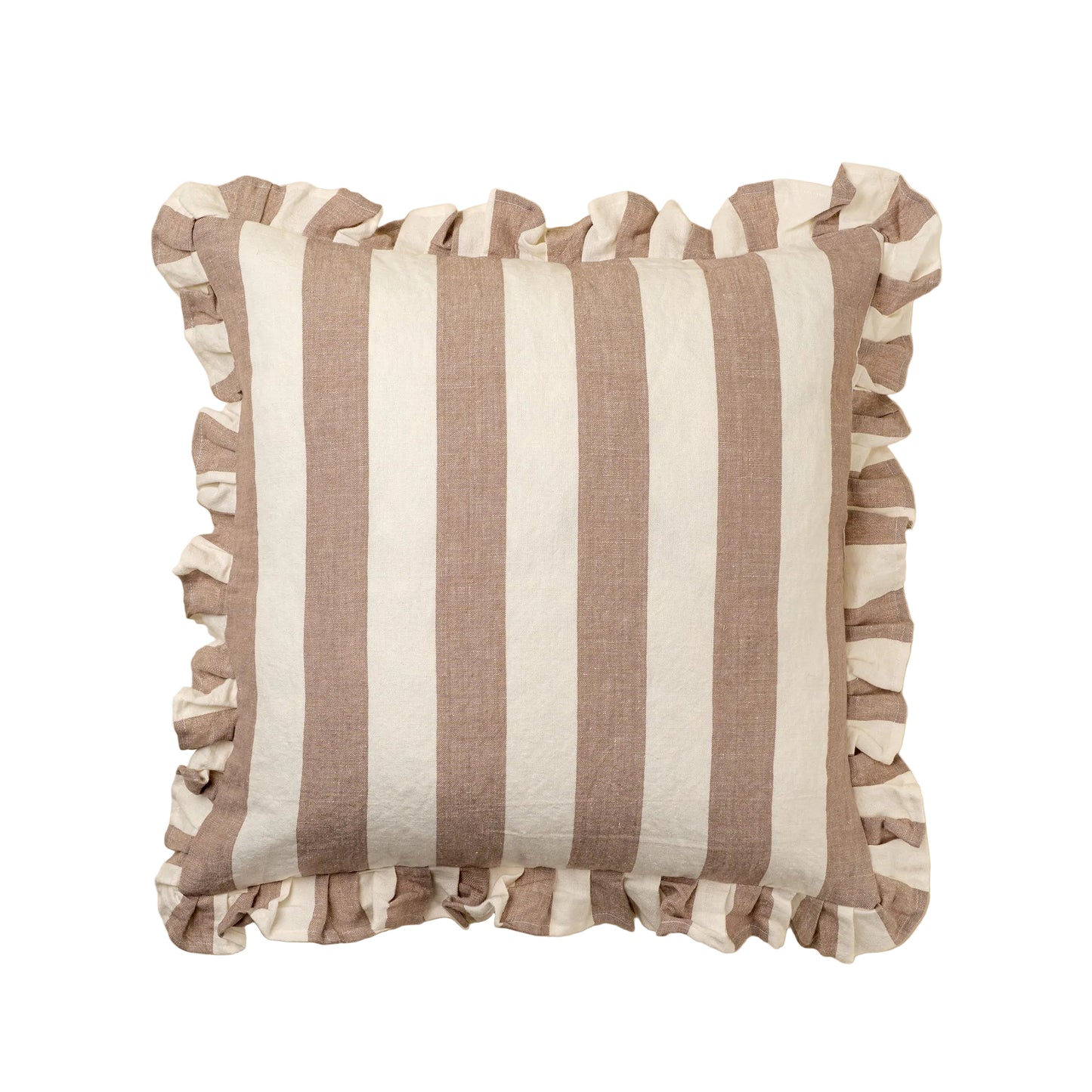 Ruffle Thick Stripe Pillow, Fawn