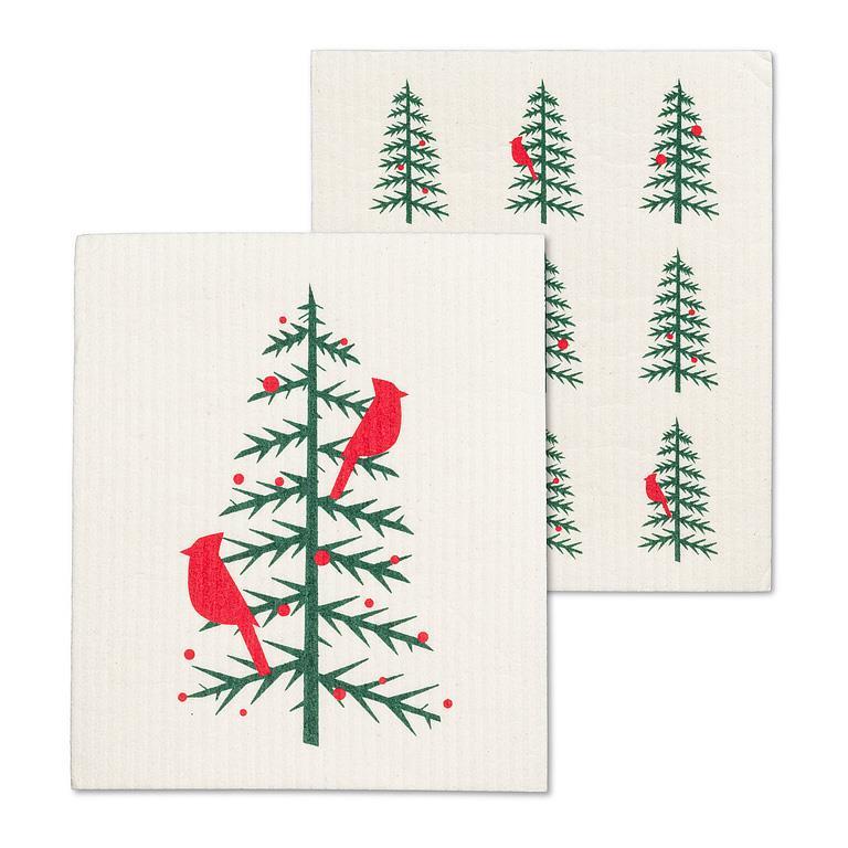 Cardinals in Tree Dishcloth-set of 2