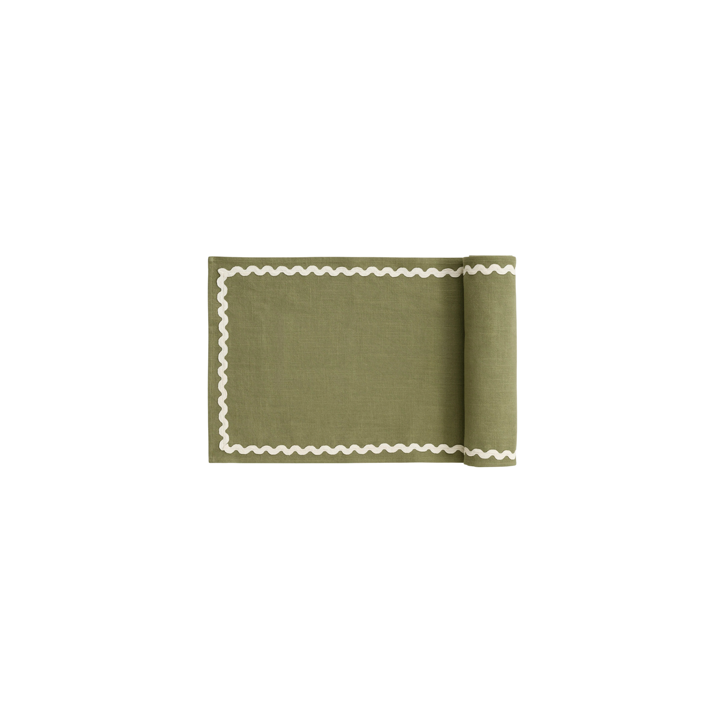 Scallop Table Runner - Moss Green