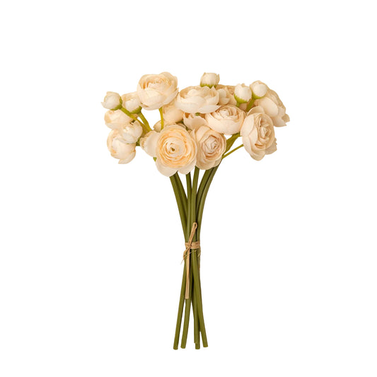 Faux Ranunculus Bouquet, Cream