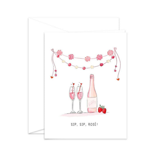 Sip, Sip, Rose! Valentine's Day & Celebration Greeting Card