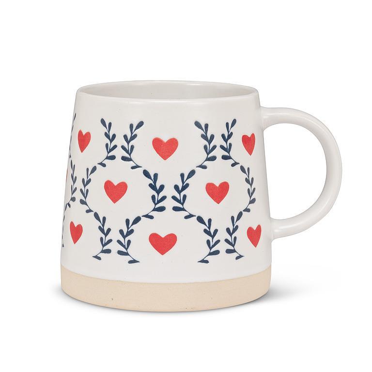 Wide Base Mug w/Scandi Hearts & Leaves