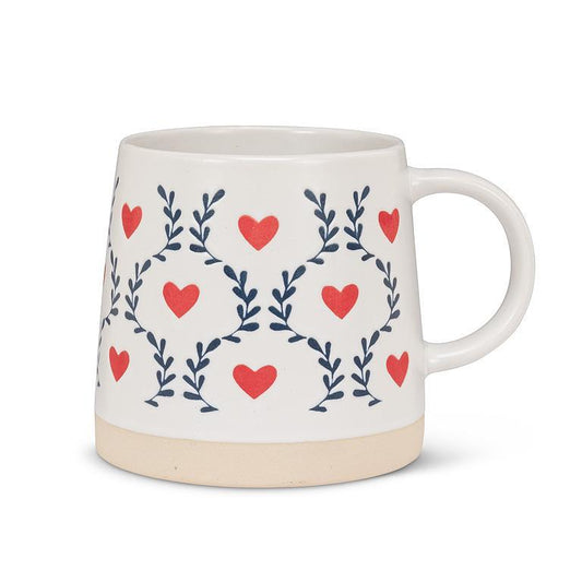 Wide Base Mug w/Scandi Hearts & Leaves