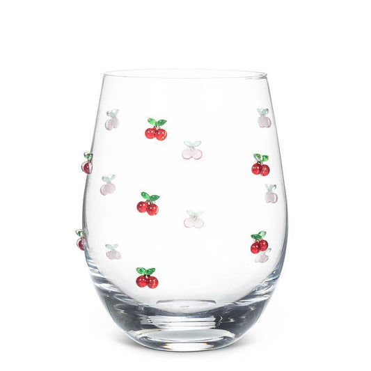 Cherries Stemless Wine Glass