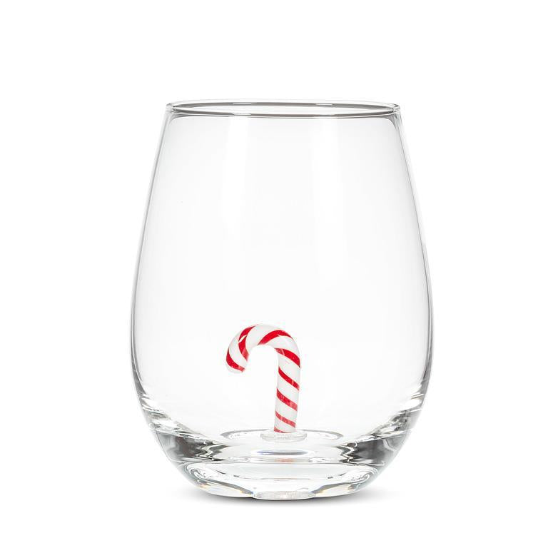 Candy Cane Icon Stemless Wine Glass