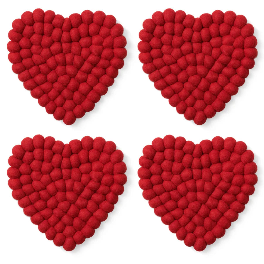 Modwool Felt Ball Heart Coaster-Set