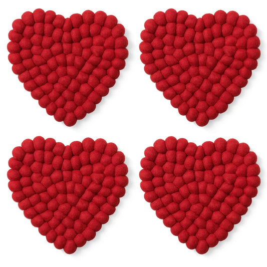 Modwool Felt Ball Heart Coaster-Set
