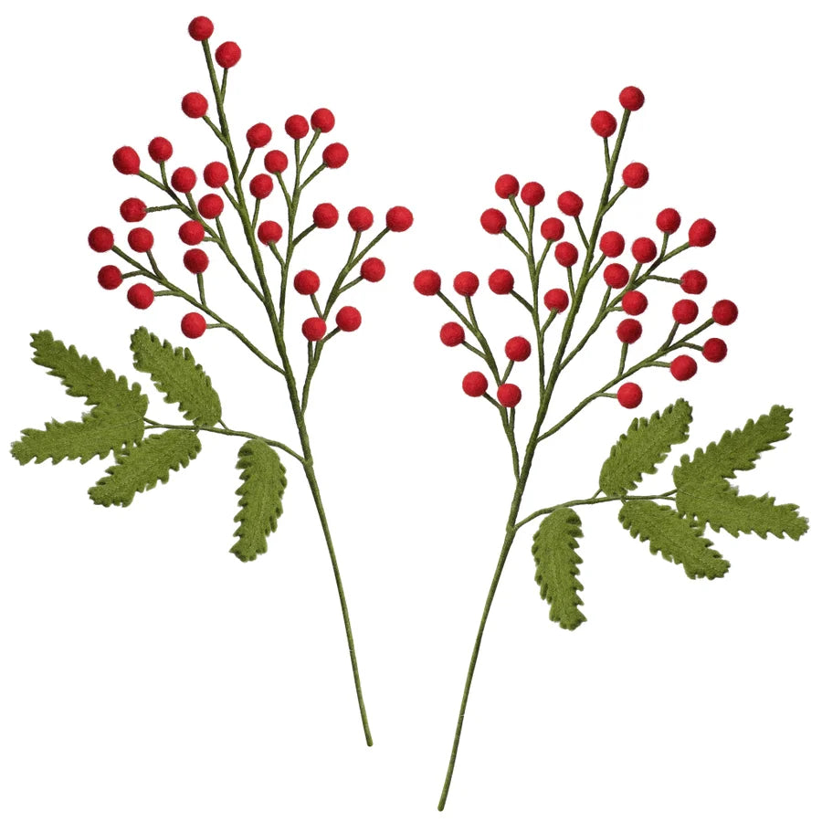 Berry Felt Floral Stems