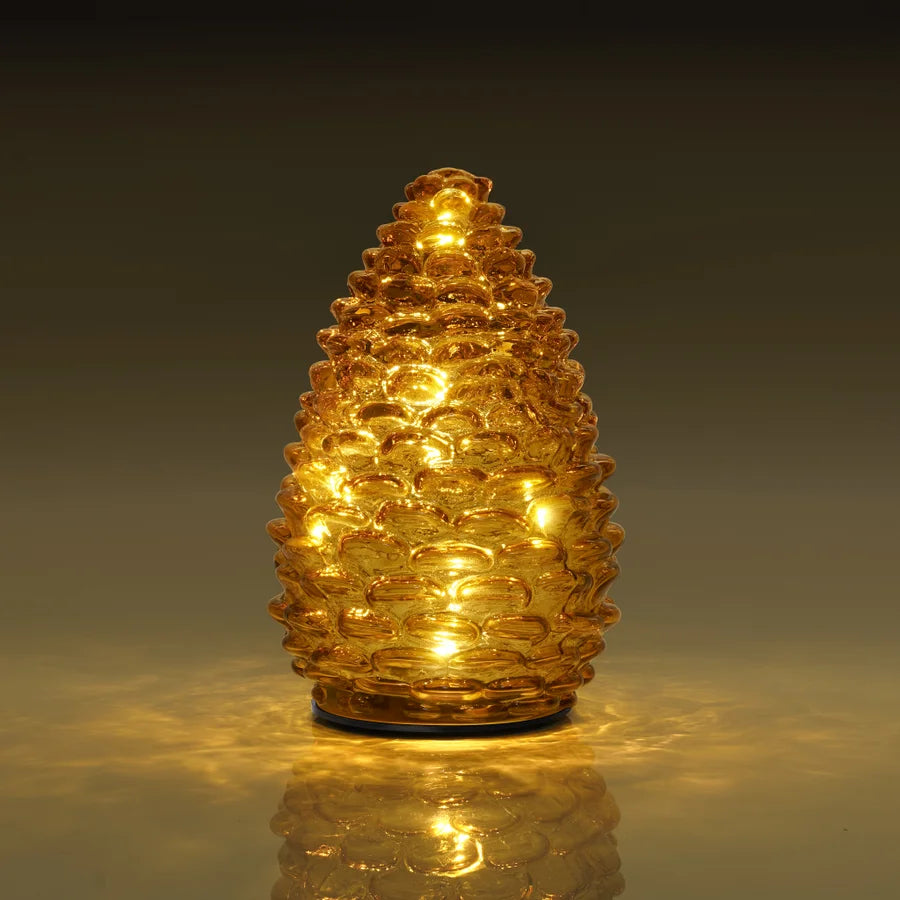 Pinecone Amber Glass LED Light