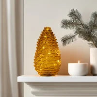 Pinecone Amber Glass LED Light