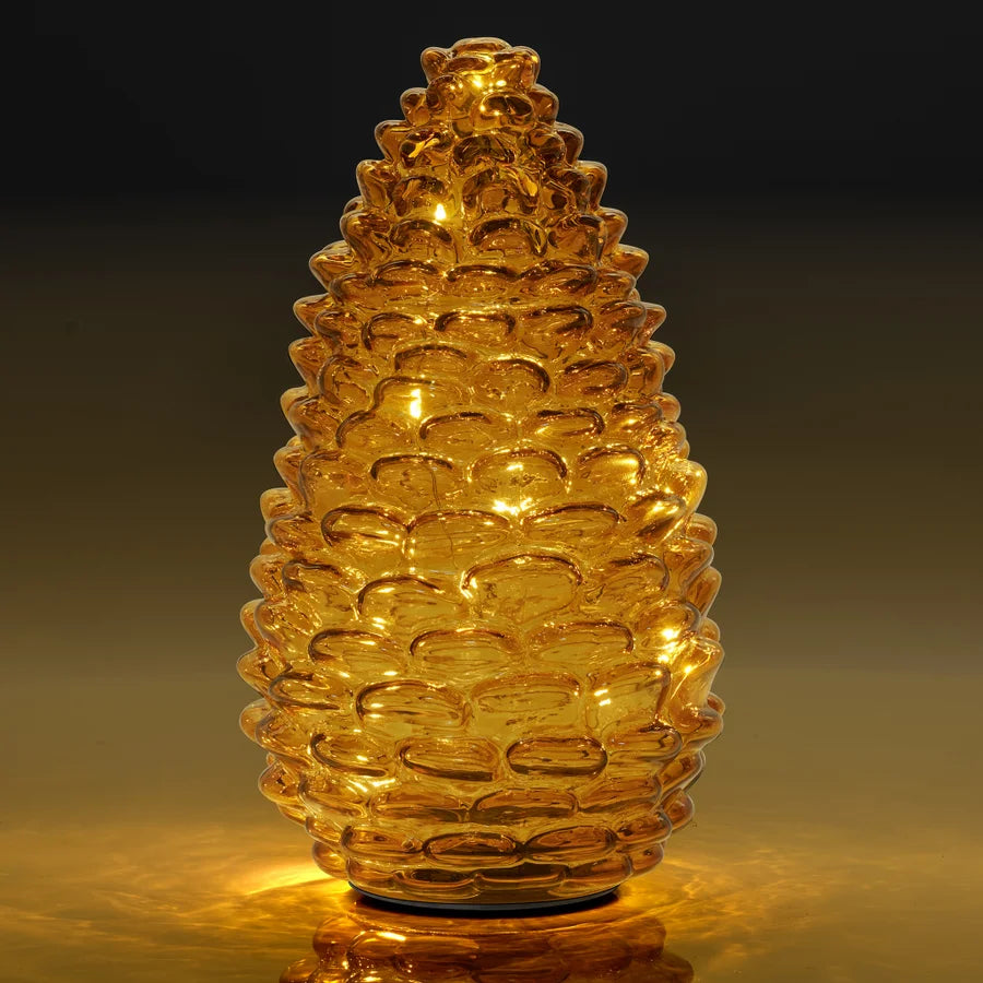 Pinecone Amber Glass LED Light
