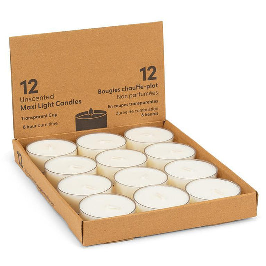 12 Pack White Maxlite candles