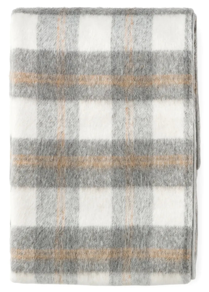 Velvet Check Throw-WH/GRY