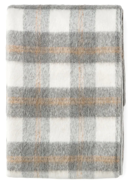 Velvet Check Throw-WH/GRY