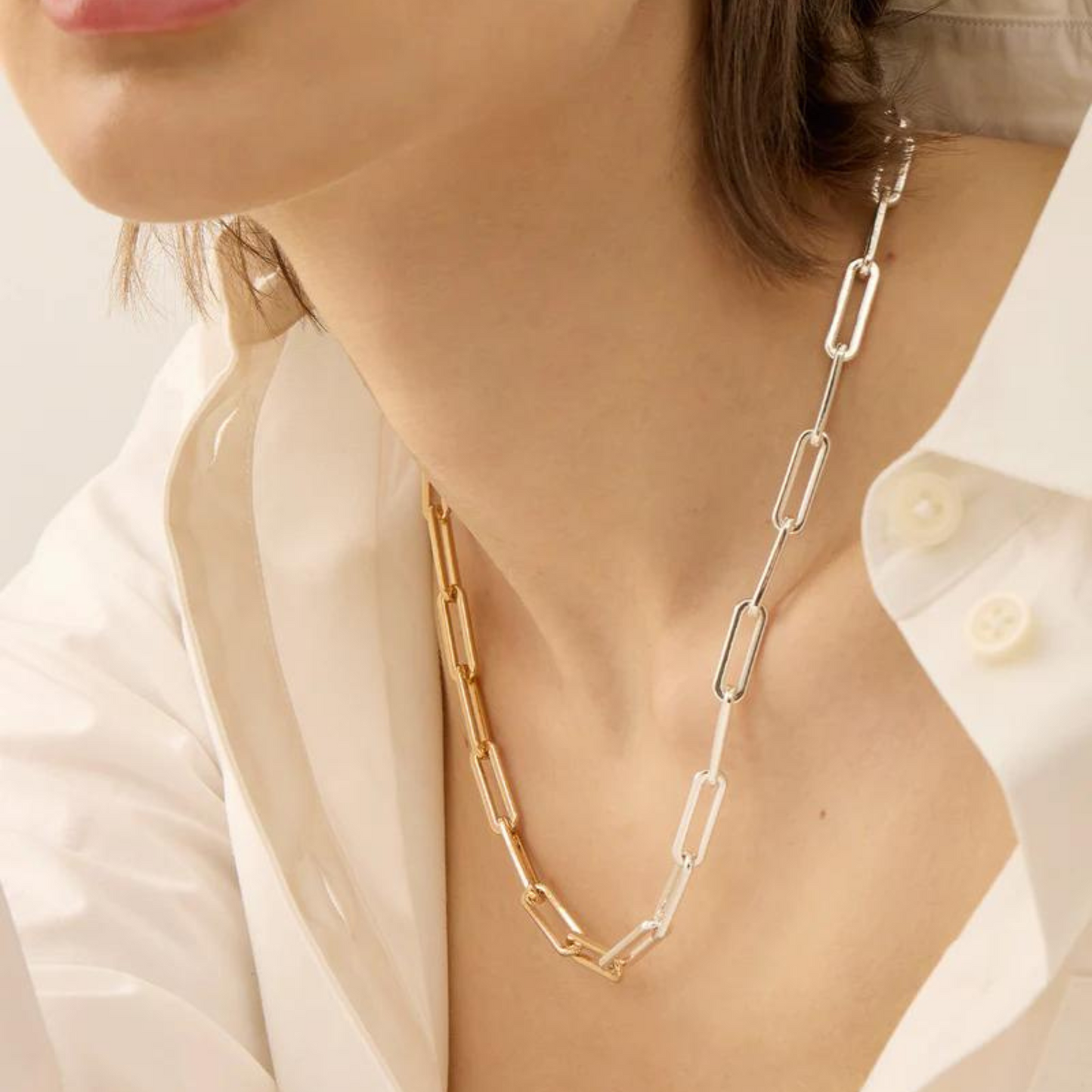 Andi Slim Chain Two-Tone Necklace