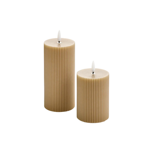 Mocha LED Pillar Candle-3x4