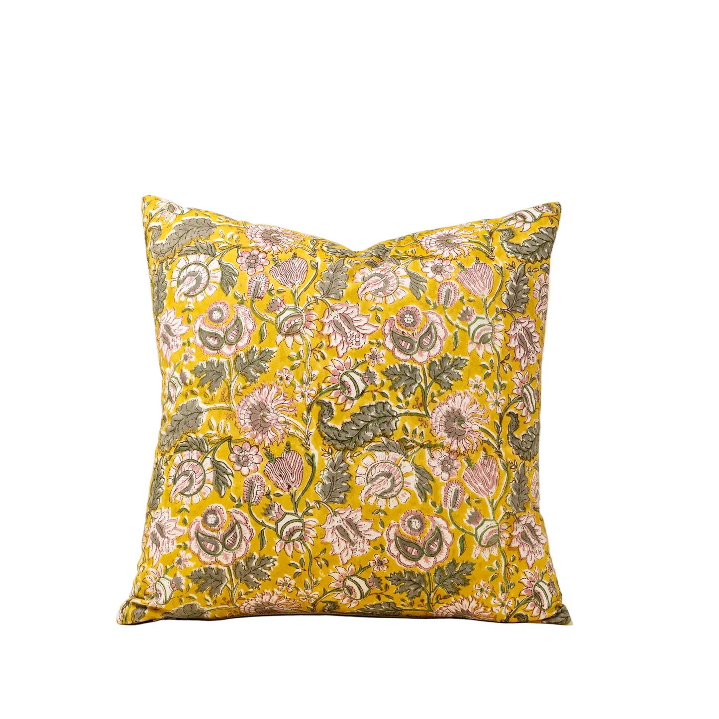 Block Print Pillow - Yellow - 20x20