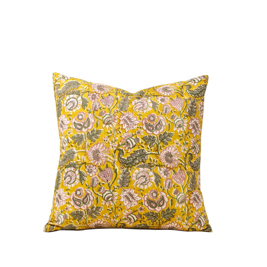 Block Print Pillow - Yellow - 20x20