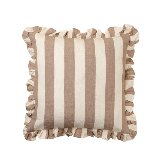 Ruffle Thick Stripe Pillow, Fawn