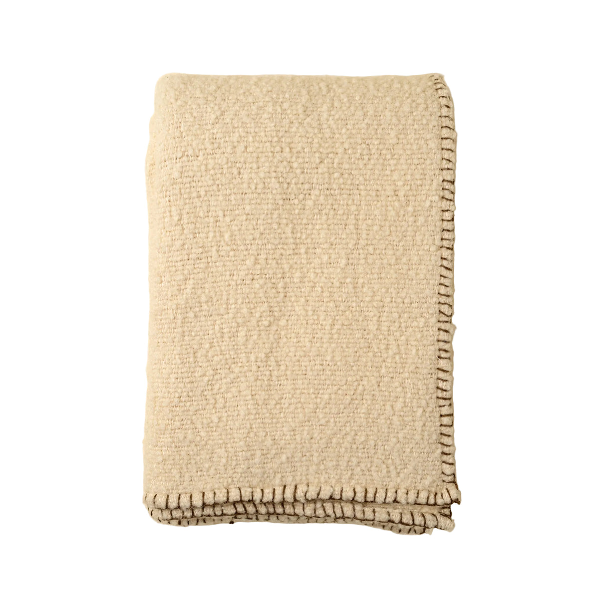 Blanket Stitch Boucle Throw - Ivory