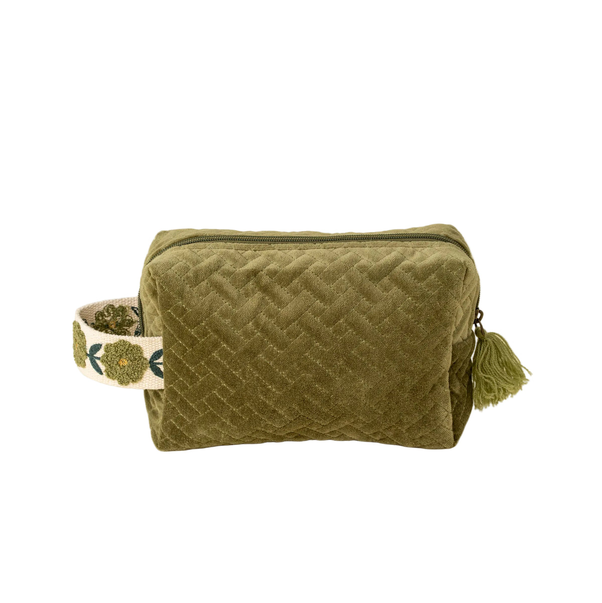 Rosette Velvet Vanity Pouch M - Green