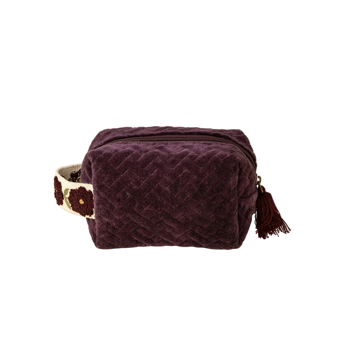 Rosette Velvet Vanity Pouch S - Sangria