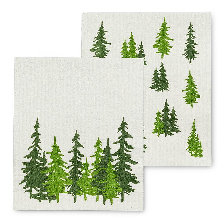Evergreen Forest Dishcloths-Set of 2