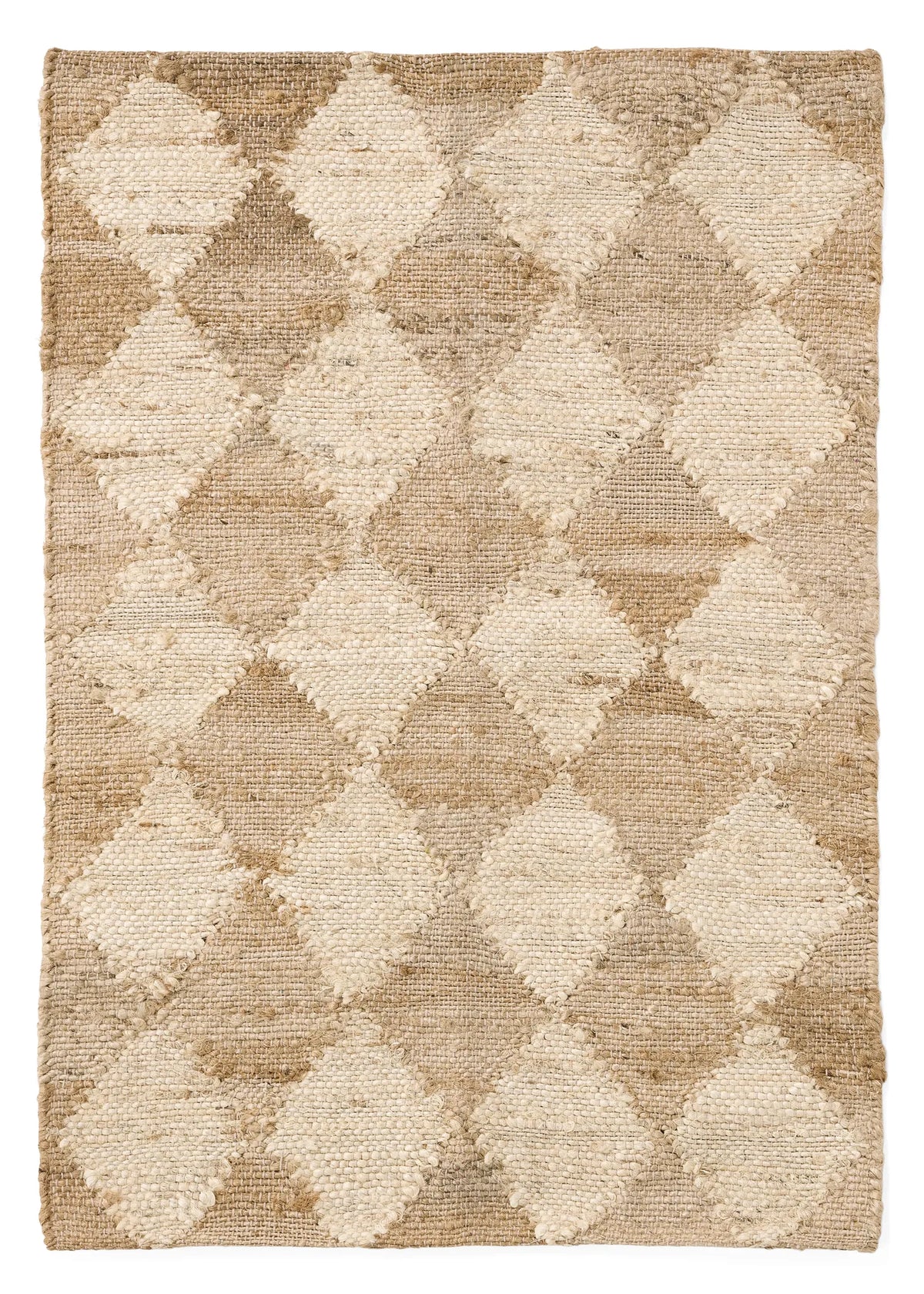 Handwoven Diamond Rug - Off White/Natural 24x36