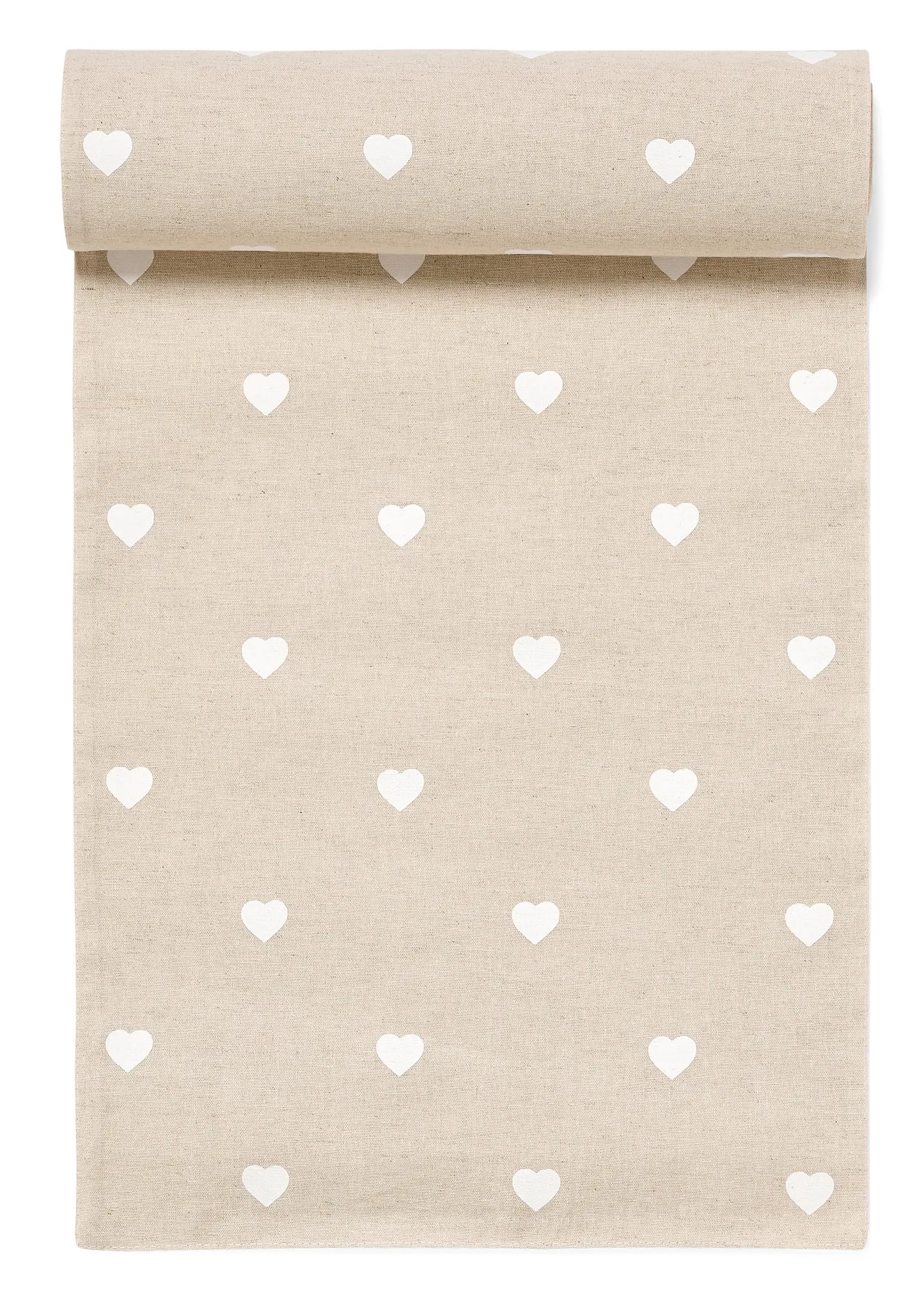 Linen Heart Print Table Runner