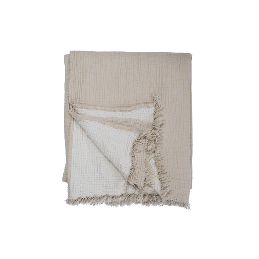Solid Crinkle Throw - Fawn/Beige