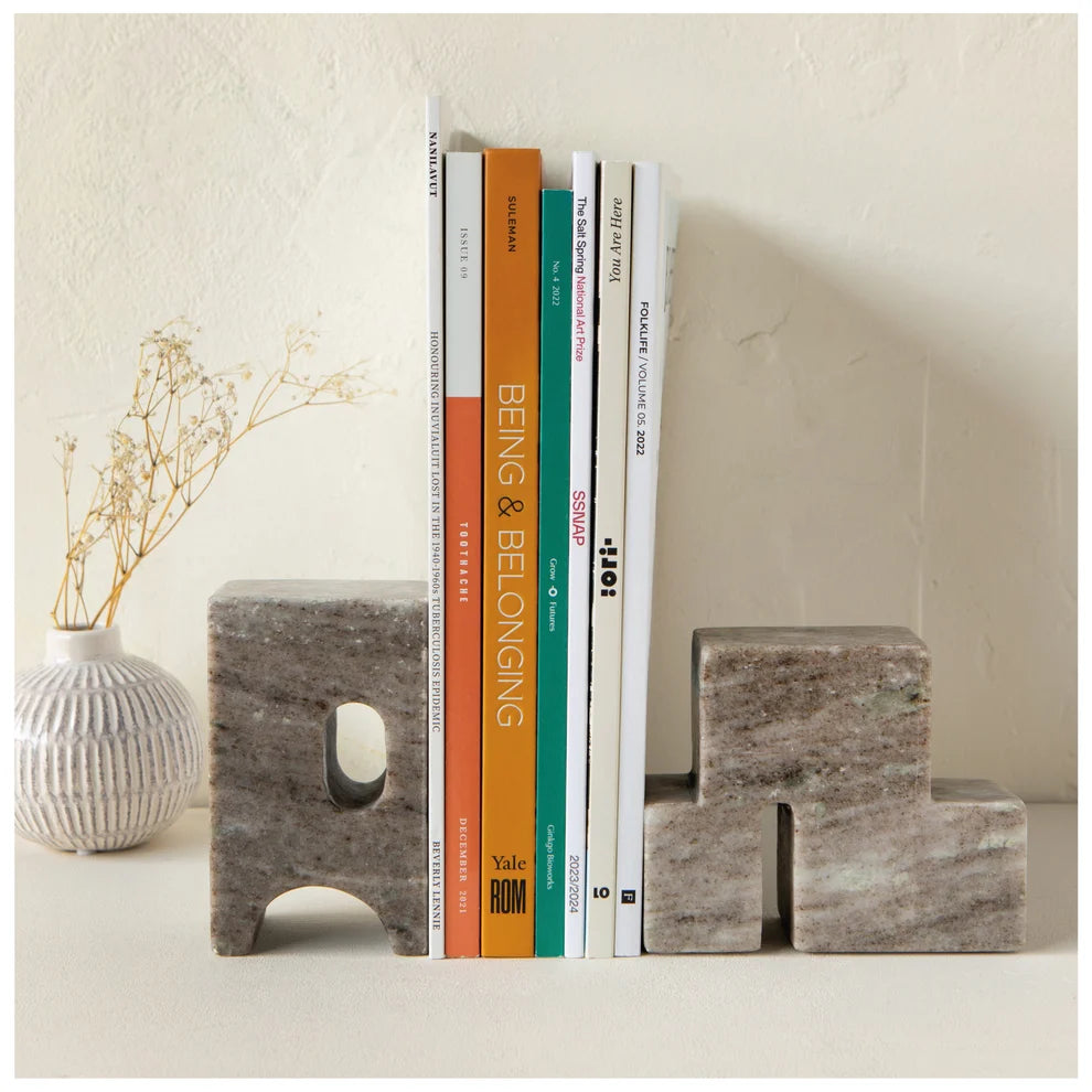 Block Marble Beige Bookend