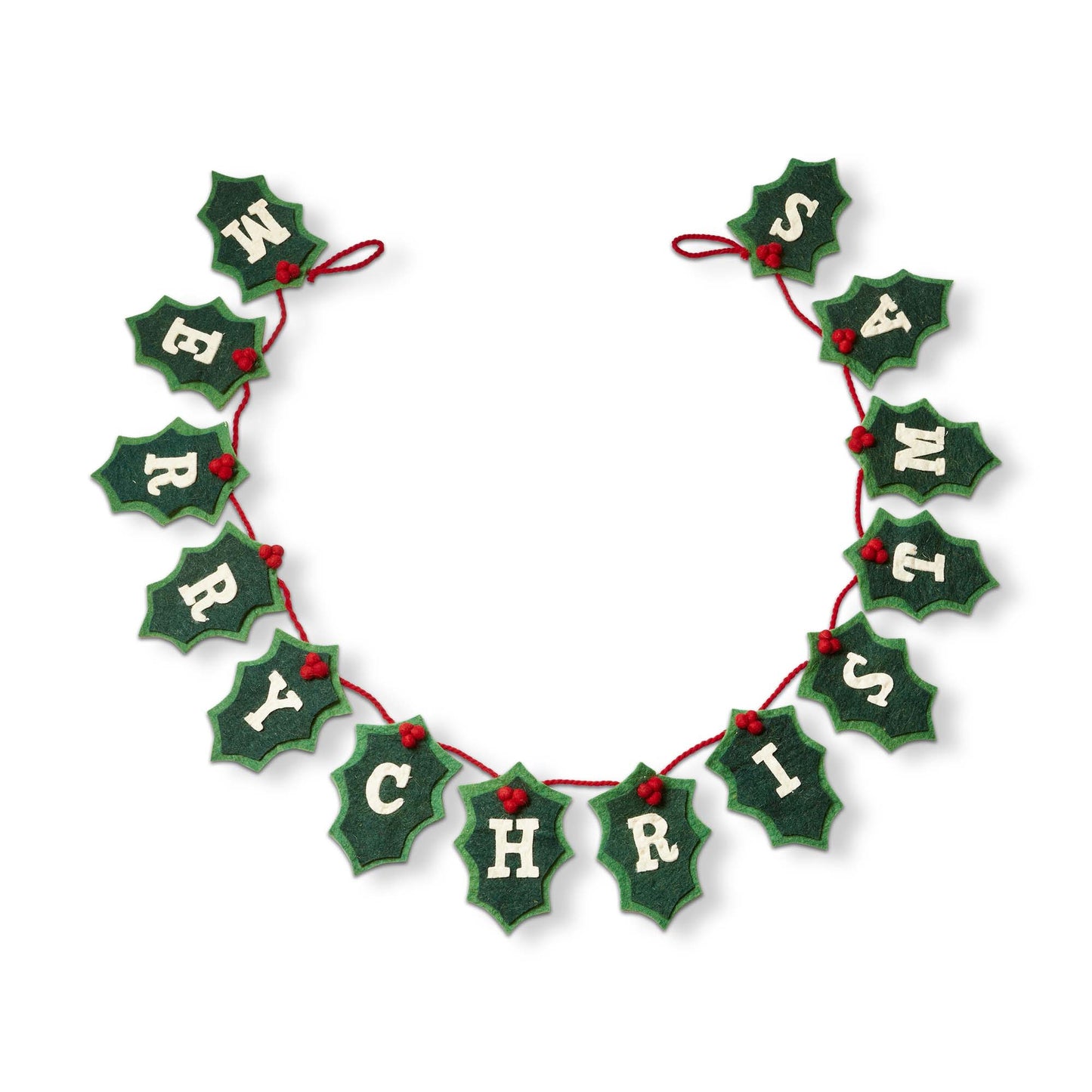 'Merry Christmas' Holly Felt Garland