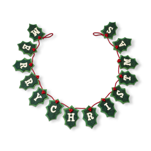'Merry Christmas' Holly Felt Garland