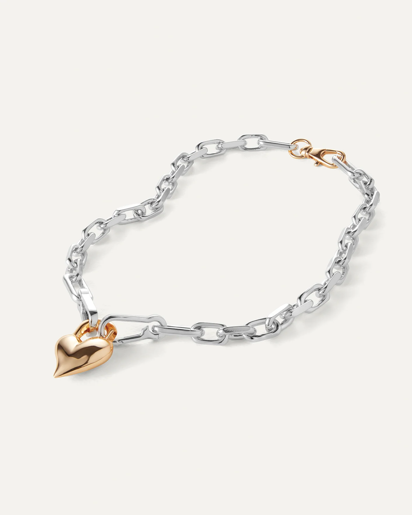 Two-Tone Padlock Heart Necklace