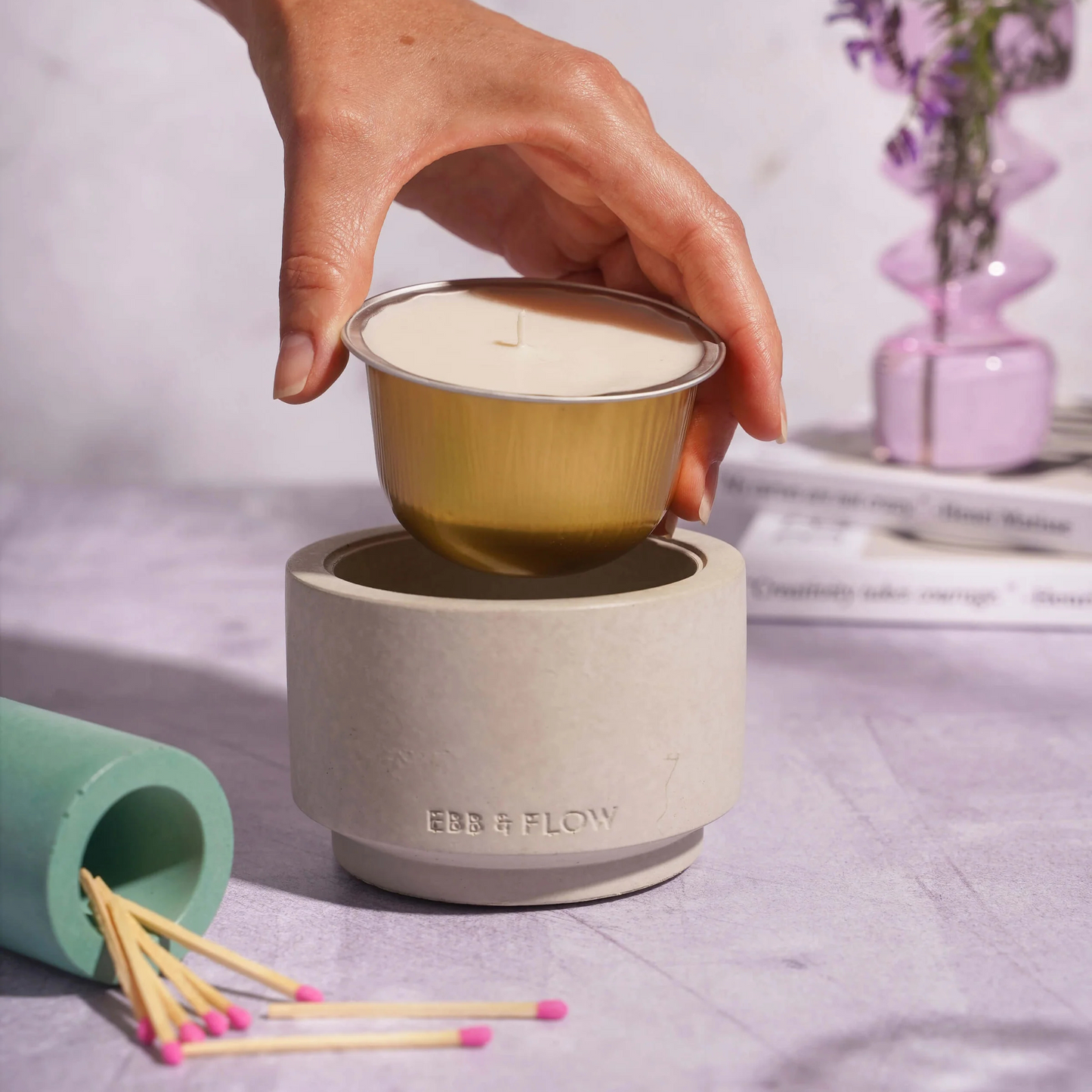Refillable Concrete Candle - Tangerine & Black Pepper