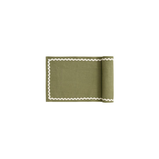 Scallop Table Runner - Moss Green