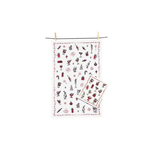 Cocktails Dishcloth& Kitchen Towel Set