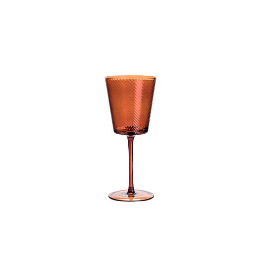 Optic Swirl Wine Glass - Amber