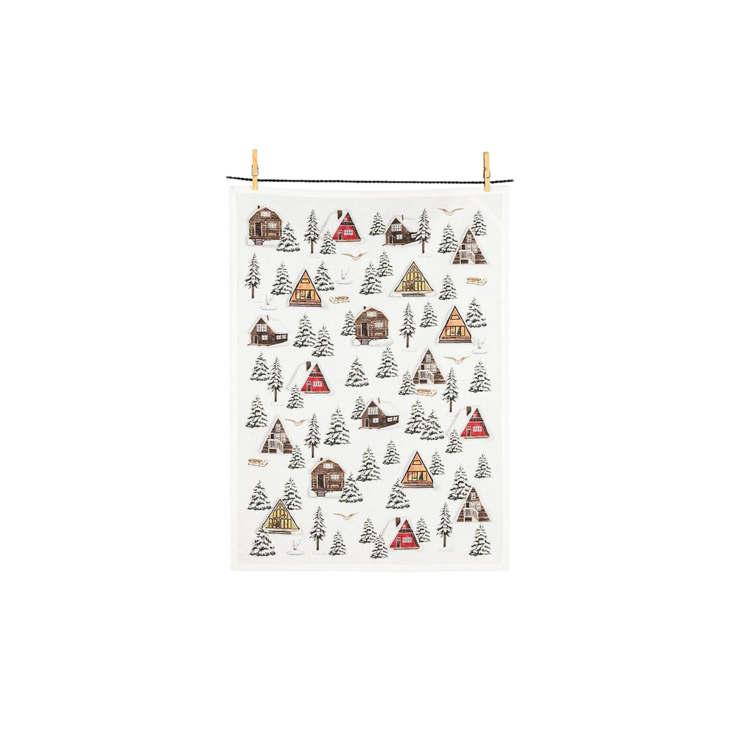 Winter Cabins Kitchen Towel