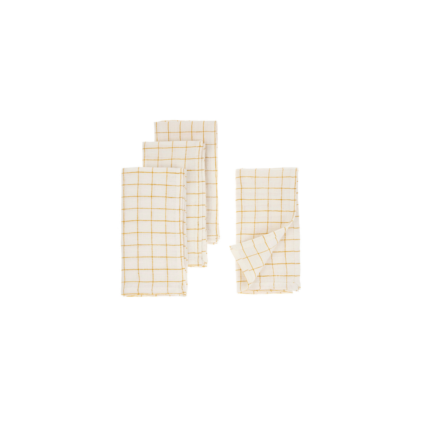 Linen Check Napkins - Yellow (Set of 4)