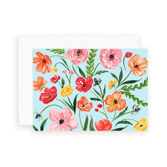 Mini Card - Poppies Flower Card