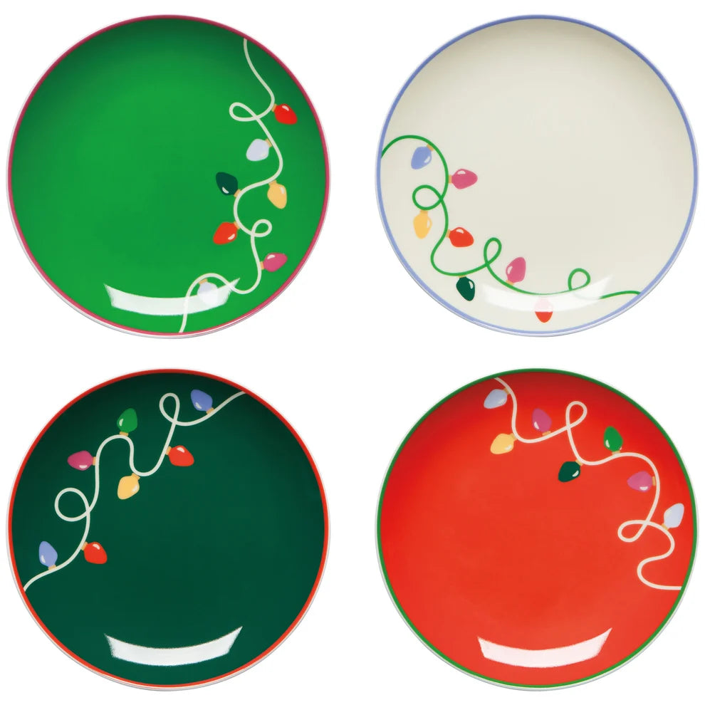 Holiday Glow Christmas Appetizer Plates Set of 4